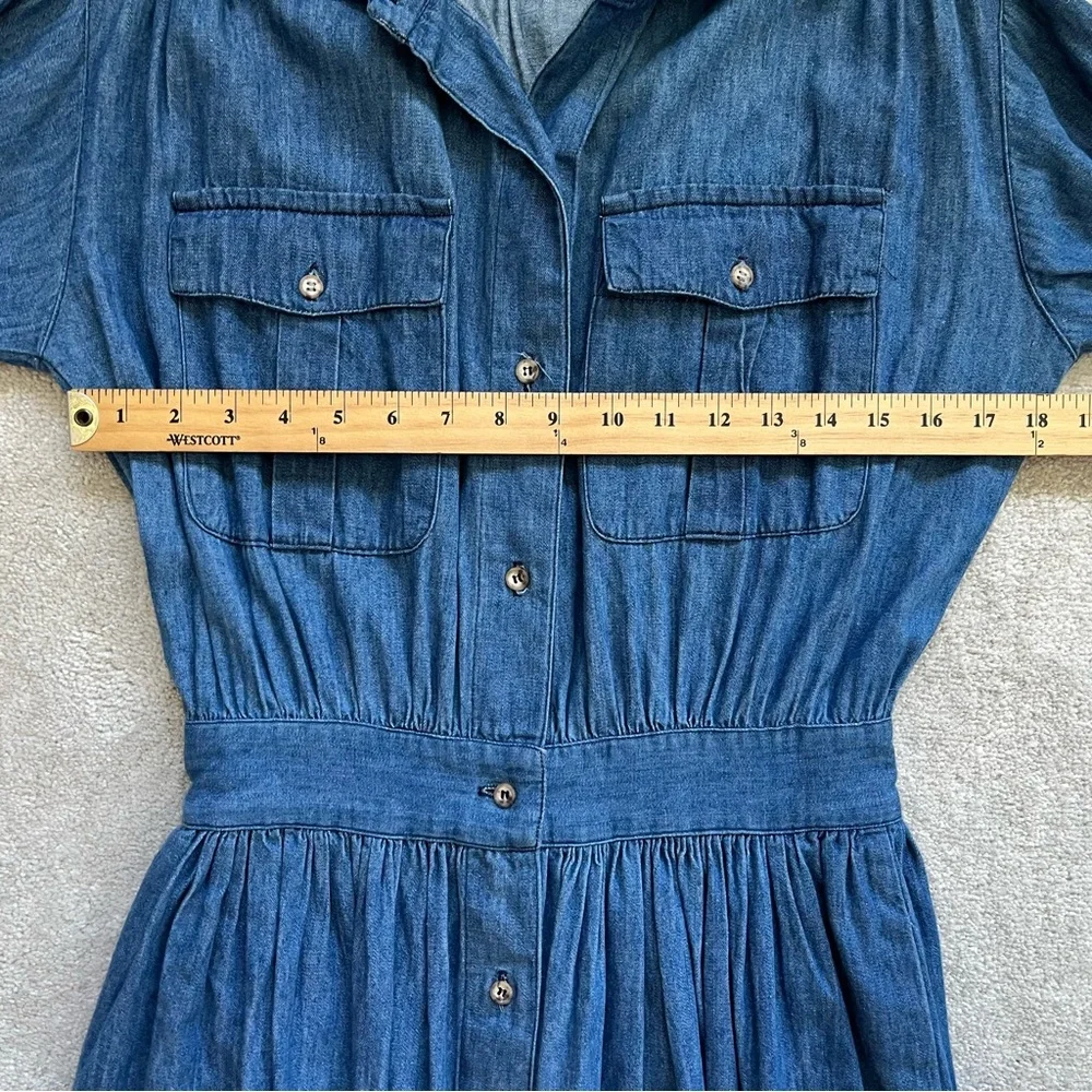 ABERCROMBIE & FITCH VINTAGE DENIM MAXI DRESS SIZE 10 COTTAGECORE PRAIRIE TRENDY - Picture 6 of 10